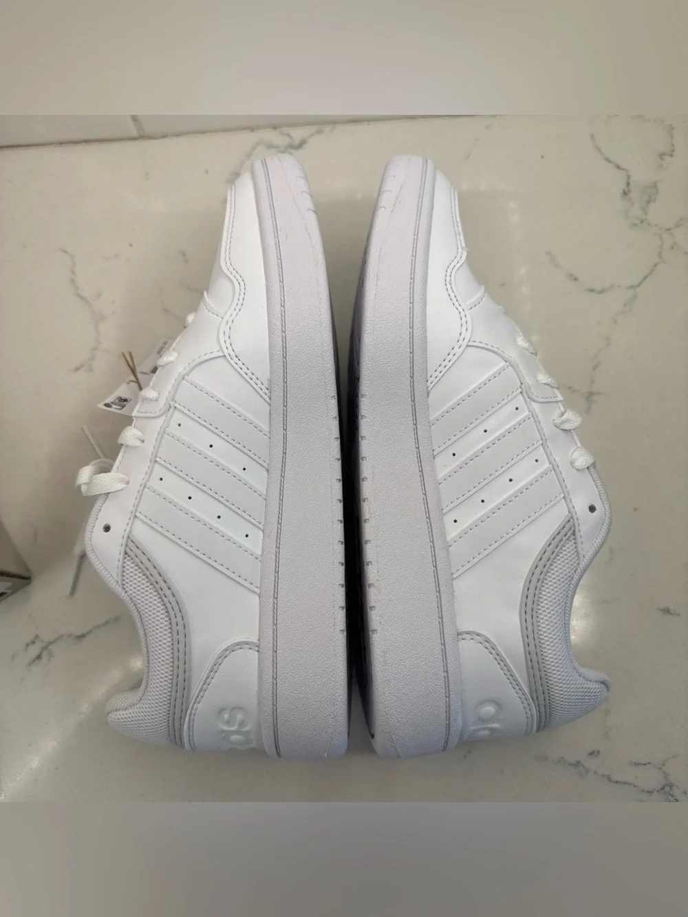 Adidas Hoops 3.0 Women’s All-White Basketball Sneakers Leather Lace Up
